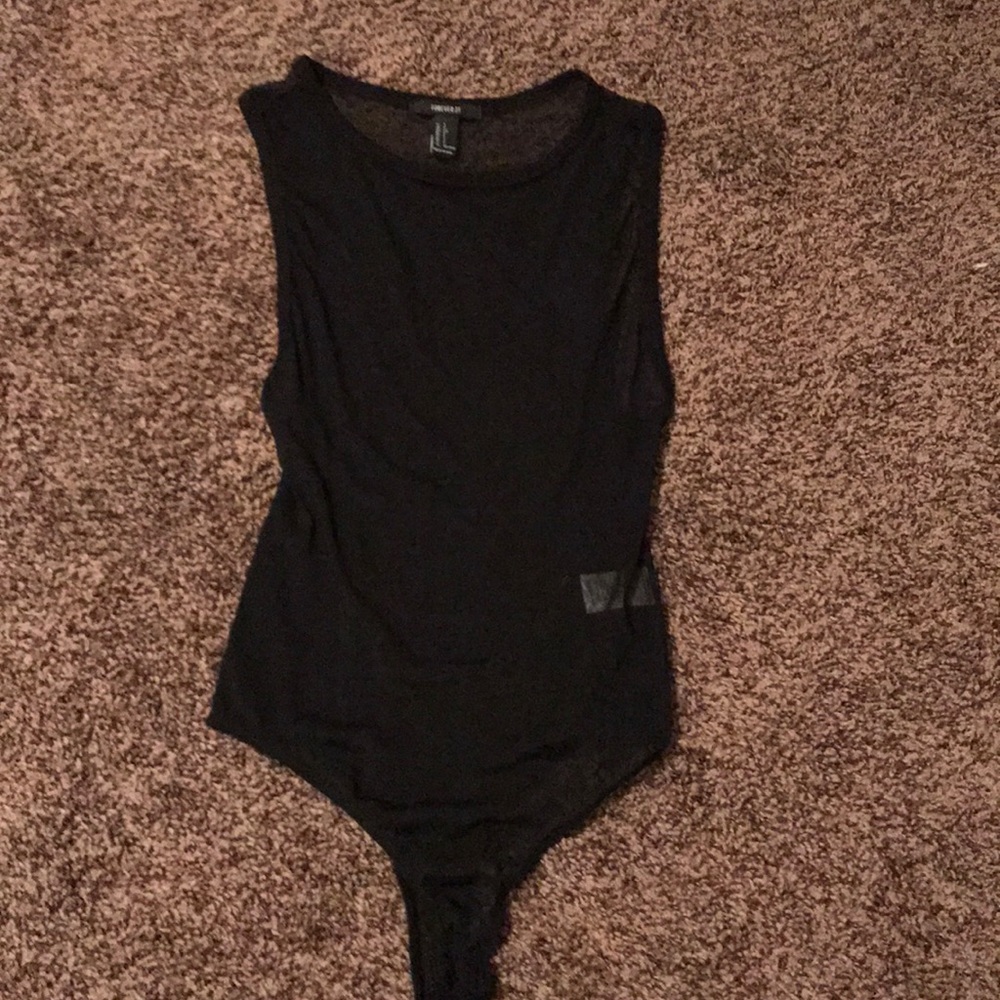 Black mesh see thru body suit
